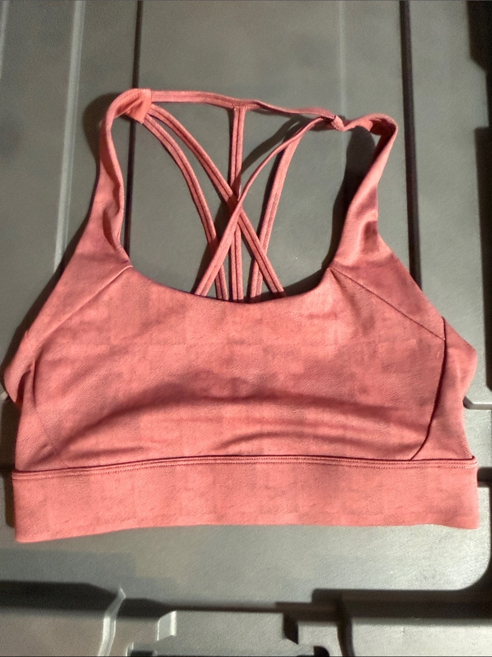 Zyia Light n tight Strappy-Back Sports Bra in Brick